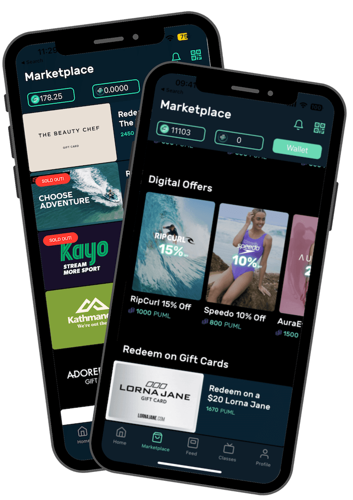 PUML reward marketplace on a mobile phone